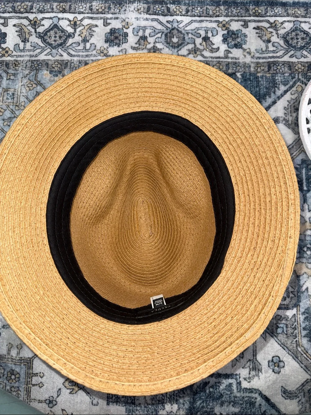 Talula Natural Brown Straw Fedora Black Grosgrain Ribbon Band Travel Packable SM